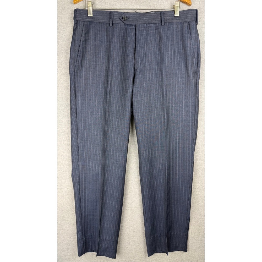 Brooks Brothers 1818 Regent Mens Grey Blue Pinstripe Wool Dress Pants 35x32